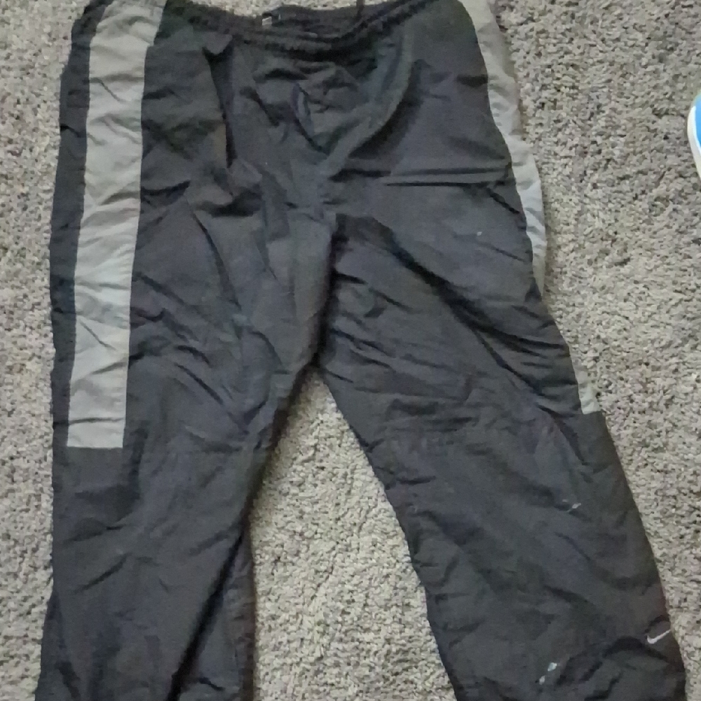Nike Black and Gray Joggers with Light Gray Stripe